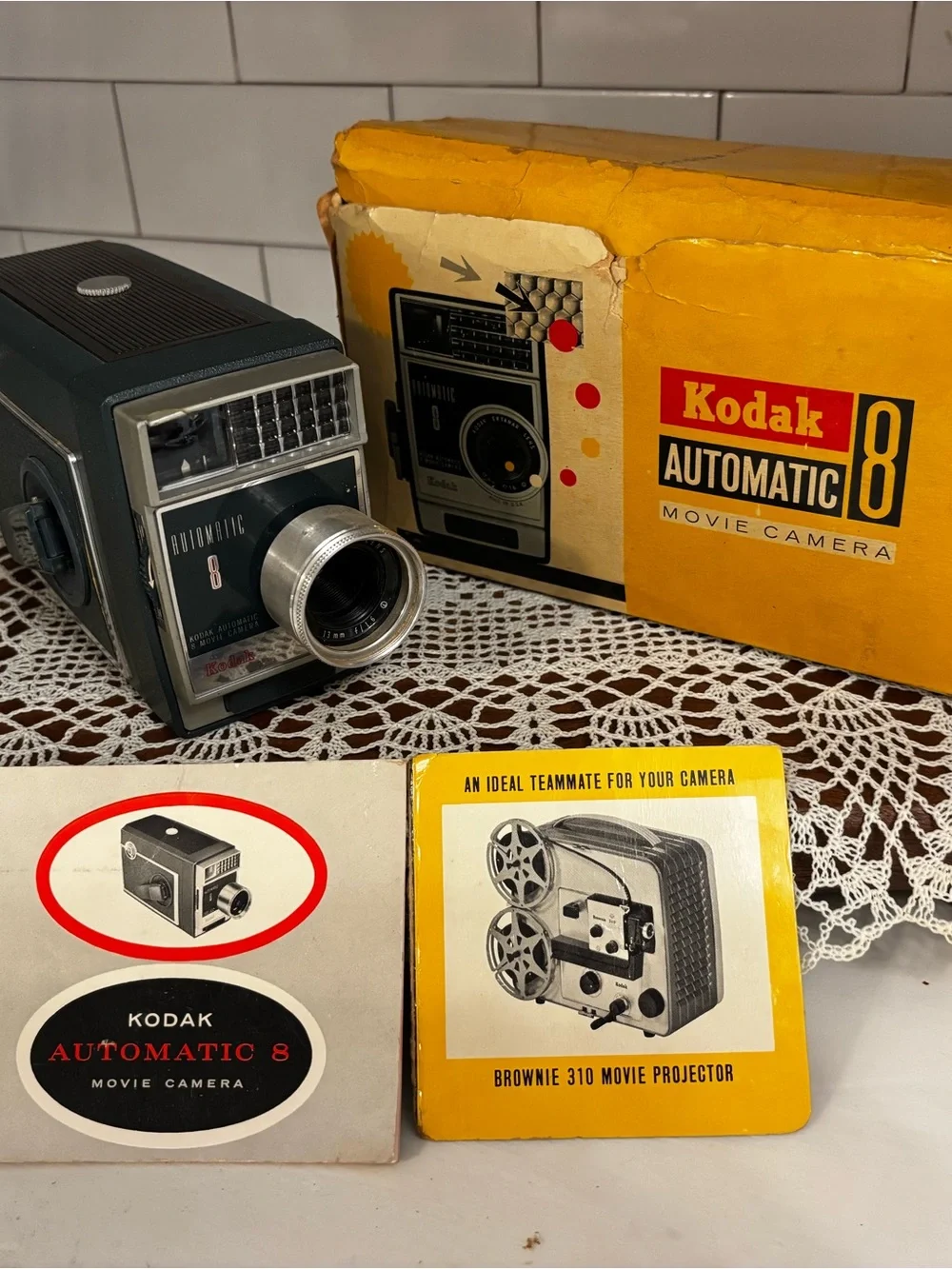 Kodak Automatic 8 Movie Camera with Yellow Box and Black Body